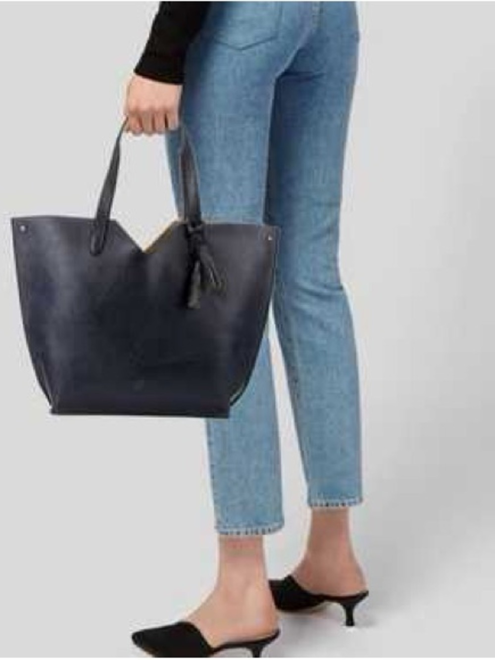 Neiman Marcus PU Leather Tassel Tote